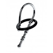 Серебристый уретральный плаг-бусины TOYFA Metal с мягким фиксириющим кольцом - ToyFa - купить с доставкой в Архангельске