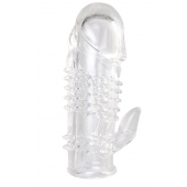 Прозрачная гелевая насадка с шипами и клиторальным отростком - 13 см. - Toyfa Basic - в Архангельске купить с доставкой