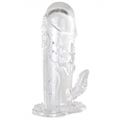 Прозрачная гелевая насадка с клиторальным отростком - 13 см. - Toyfa Basic - в Архангельске купить с доставкой