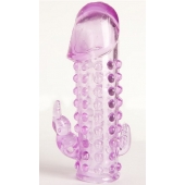 Закрытая фиолетовая насадка с 2 отростками - 13 см. - Toyfa Basic - в Архангельске купить с доставкой