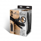 Полый страпон с двумя отростками и вибрацией Unisex Vibrating Hollow Strap-On Double Penetrating Dildo - 17,8 см. - Lux Fetish - купить с доставкой в Архангельске