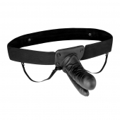 Полый страпон с двумя отростками и вибрацией Unisex Vibrating Hollow Strap-On Double Penetrating Dildo - 17,8 см. - Lux Fetish - купить с доставкой в Архангельске