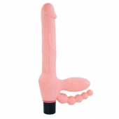 Телесный безремневой страпон с анальным отростком - Erowoman-Eroman - купить с доставкой в Архангельске