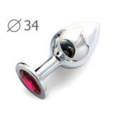 Коническая серебристая анальная втулка с малиновым кристаллом - 8,2 см. - Anal Jewelry Plug - купить с доставкой в Архангельске