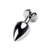 Серебристая коническая анальная пробка с красным кристаллом - 8 см. - ToyFa - купить с доставкой в Архангельске