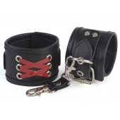 Кожаные наручники с декоративной лаковой шнуровкой - Sitabella - купить с доставкой в Архангельске