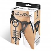 Черные трусики для страпона из патентованной кожи - Lux Fetish - купить с доставкой в Архангельске