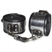 Эффектные серебристо-черные наручники с металлическим блеском - Sitabella - купить с доставкой в Архангельске