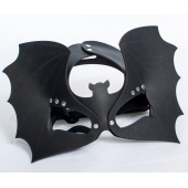 Черная кожаная маска на глаза  Летучая мышь - Sitabella - купить с доставкой в Архангельске