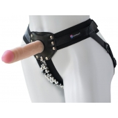 Черный пояс-трусики с насадкой  Гламур Dana  - 15,5 см. - LOVETOY (А-Полимер) - купить с доставкой в Архангельске