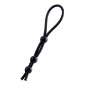 Черное лассо на пенис с тремя бусинами - A-toys - в Архангельске купить с доставкой