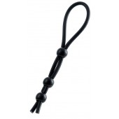 Черное лассо на пенис с тремя бусинами - A-toys - в Архангельске купить с доставкой