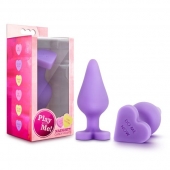 Фиолетовая анальная пробка Naughty Candy Heart Do Me Now - 8,9 см. - Blush Novelties - купить с доставкой в Архангельске