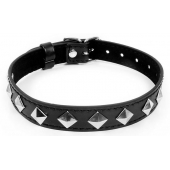 Черный ошейник с серебристыми ромбиками - Notabu - купить с доставкой в Архангельске