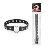 Черный ошейник с серебристыми ромбиками и сердечком - Notabu - купить с доставкой в Архангельске