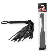 Черная многохвостовая плеть с круглой гладкой ручкой - 38 см. - Notabu - купить с доставкой в Архангельске