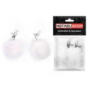 Зажимы для сосков с белым пушком - Notabu - купить с доставкой в Архангельске