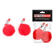 Зажимы для сосков с красным пушком - Notabu - купить с доставкой в Архангельске