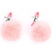 Зажимы для сосков с розовым пушком - Notabu - купить с доставкой в Архангельске