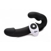 Черный безремневой страпон Urge Silicone Strap On с пультом ДУ - 24 см. - XR Brands - купить с доставкой в Архангельске
