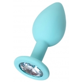 Мятная анальная пробка с прозрачным кристаллом Brilliant - 7 см. - ToyFa - купить с доставкой в Архангельске