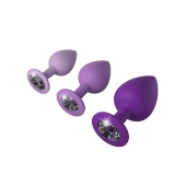 Набор из 3 фиолетовых анальных пробок со стразами Little Gems Trainer Set - Pipedream - купить с доставкой в Архангельске