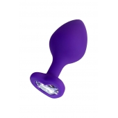 Фиолетовая анальная втулка Diamond Heart с прозрачным кристаллом - 8 см. - ToyFa - купить с доставкой в Архангельске