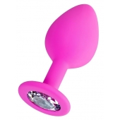 Розовая анальная втулка Brilliant с прозрачным кристаллом - 7 см. - ToyFa - купить с доставкой в Архангельске