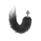 Серебристая анальная пробка с черным хвостом Galaxy - Lola Games - купить с доставкой в Архангельске