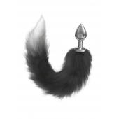 Серебристая анальная пробка с черным хвостом Starlit - Lola Games - купить с доставкой в Архангельске