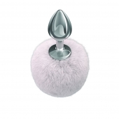 Серебристая анальная пробка с белым пушистым хвостиком Twinkle - Lola Games - купить с доставкой в Архангельске