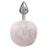 Серебристая анальная пробка с белым пушистым хвостиком Twinkle - Lola Games - купить с доставкой в Архангельске