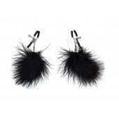 Зажимы на соски с черным пухом Euphoric - Lola Games - купить с доставкой в Архангельске