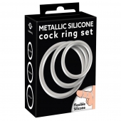 Набор из 3 эрекционных колец под металл Metallic Silicone Cock Ring Set - Orion - в Архангельске купить с доставкой