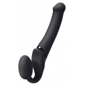 Черный безремневой вибрострапон Silicone Bendable Strap-On M - Strap-on-me - купить с доставкой в Архангельске