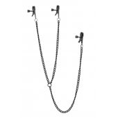 Черные зажимы на соски и клитор на цепочке DELUXE NIPPLE   CLIT CLAMPS - Dream Toys - купить с доставкой в Архангельске