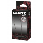 Черные зажимы на соски на цепочке BLAZE DELUXE NIPPLE CLAMPS - Dream Toys - купить с доставкой в Архангельске