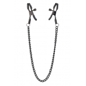 Черные зажимы на соски на цепочке BLAZE DELUXE NIPPLE CLAMPS - Dream Toys - купить с доставкой в Архангельске