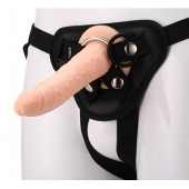Телесный страпон на черных трусиках STRAP ON REAL DILDO - 20 см. - Dream Toys - купить с доставкой в Архангельске