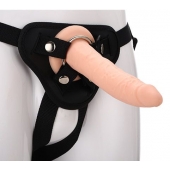 Телесный страпон на черных трусиках STRAP ON REAL DILDO - 20 см. - Dream Toys - купить с доставкой в Архангельске