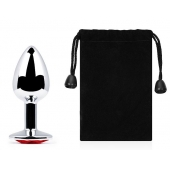 Серебристая анальная пробка с красным стразом - 7,2 см. - Anal Jewelry Plug - купить с доставкой в Архангельске