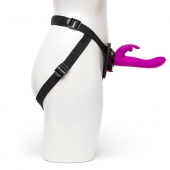 Лиловый страпон Rechargeable Vibrating Strap-On Harness Set - 17,6 см. - Happy Rabbit - купить с доставкой в Архангельске