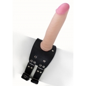Черный узкий пояс на бедро с телесной насадкой - LOVETOY (А-Полимер) - купить с доставкой в Архангельске