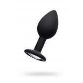 Черная анальная втулка с прозрачным стразом - 7,2 см. - POPO Pleasure - купить с доставкой в Архангельске