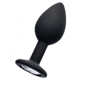 Черная анальная втулка с прозрачным стразом - 7,2 см. - POPO Pleasure - купить с доставкой в Архангельске