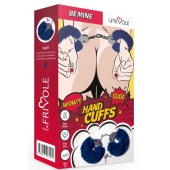 Шикарные темно-синие меховые наручники с ключиками - Le Frivole - купить с доставкой в Архангельске