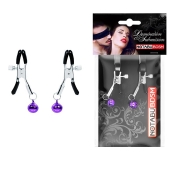 Оригинальные зажимы на соски с фиолетовыми шариками - Notabu - купить с доставкой в Архангельске