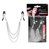 Оригинальные зажимы на соски с тройной цепочкой - Notabu - купить с доставкой в Архангельске