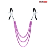 Оригинальные зажимы на соски с тройной розовой цепочкой - Notabu - купить с доставкой в Архангельске