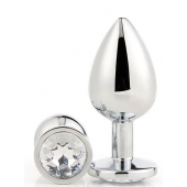 Серебристая анальная втулка с прозрачным кристаллом - 7,1 см. - Dream Toys - купить с доставкой в Архангельске